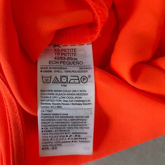 Banana Republic Wrap Top Woman's Petite XS Neon Sunset Center Snap Ruched - Picture 9 of 10